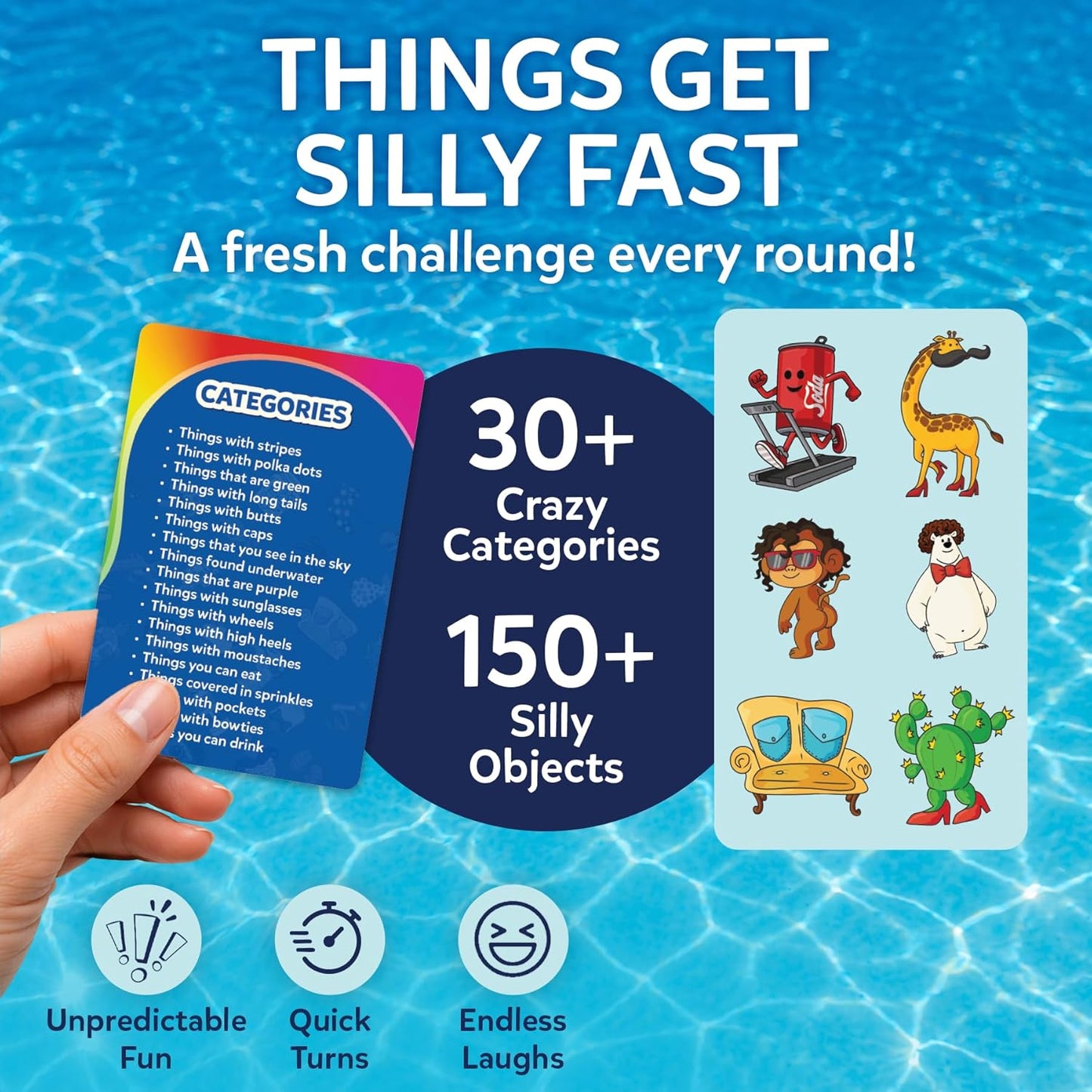 Skillmatics The Silly Disc – Fast-Paced Inflatable Pool Party Game for Kids, Teens and Families, Swimming Pool Toy for Summer Fun, Funny Spot and Shout Game, Gifts for Ages 8, 9,10 & Up, 2-8 Players