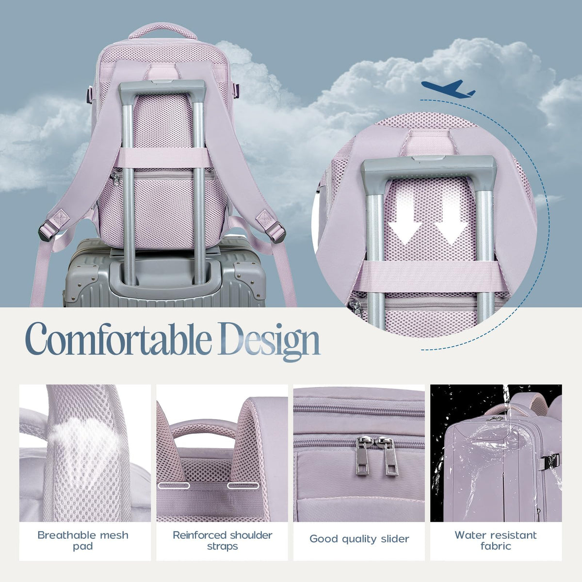Xkdoai for Ryanair Cabin Bags 40x30x20,Backpack with TSA Approved Clear Bag