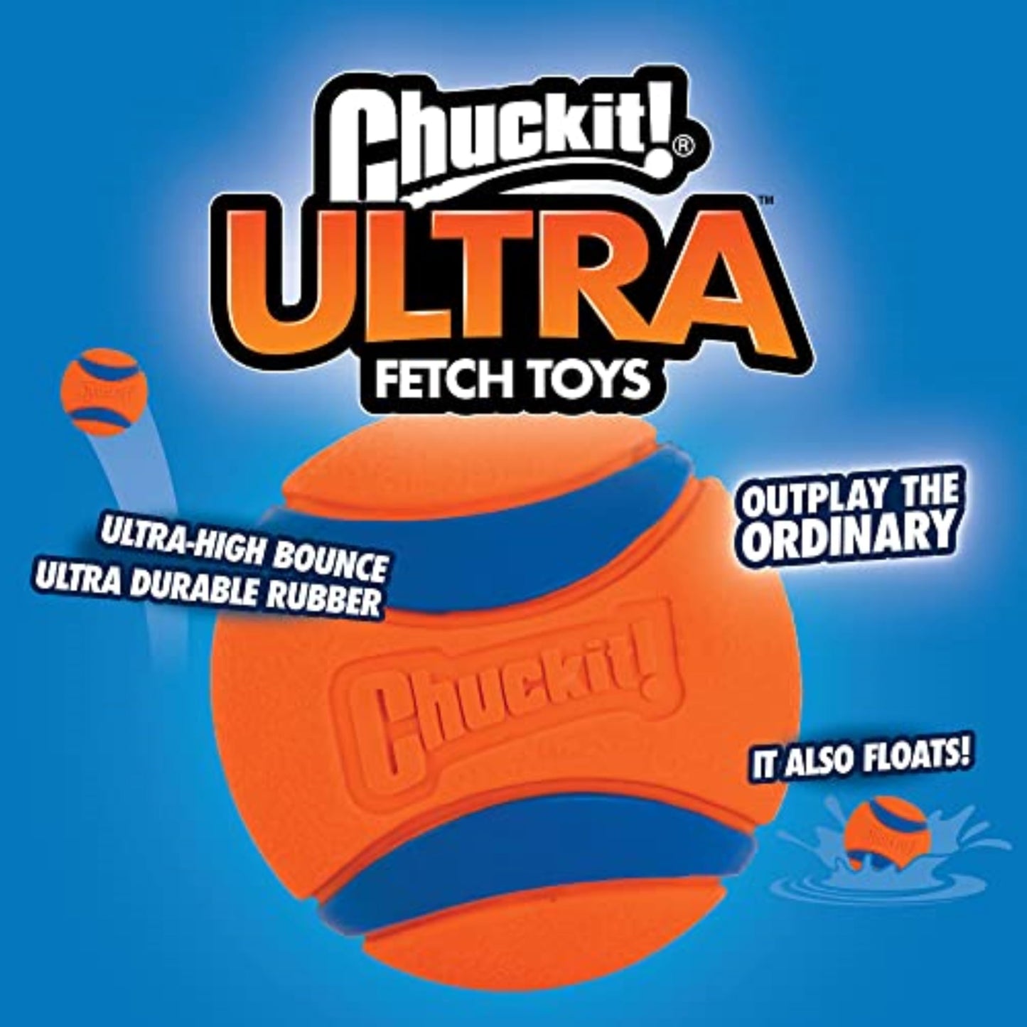 Chuckit! Ultra Ball, Durable High Bounce Rubber Dog Ball, Launcher Compatible, 2 Pack, Medium