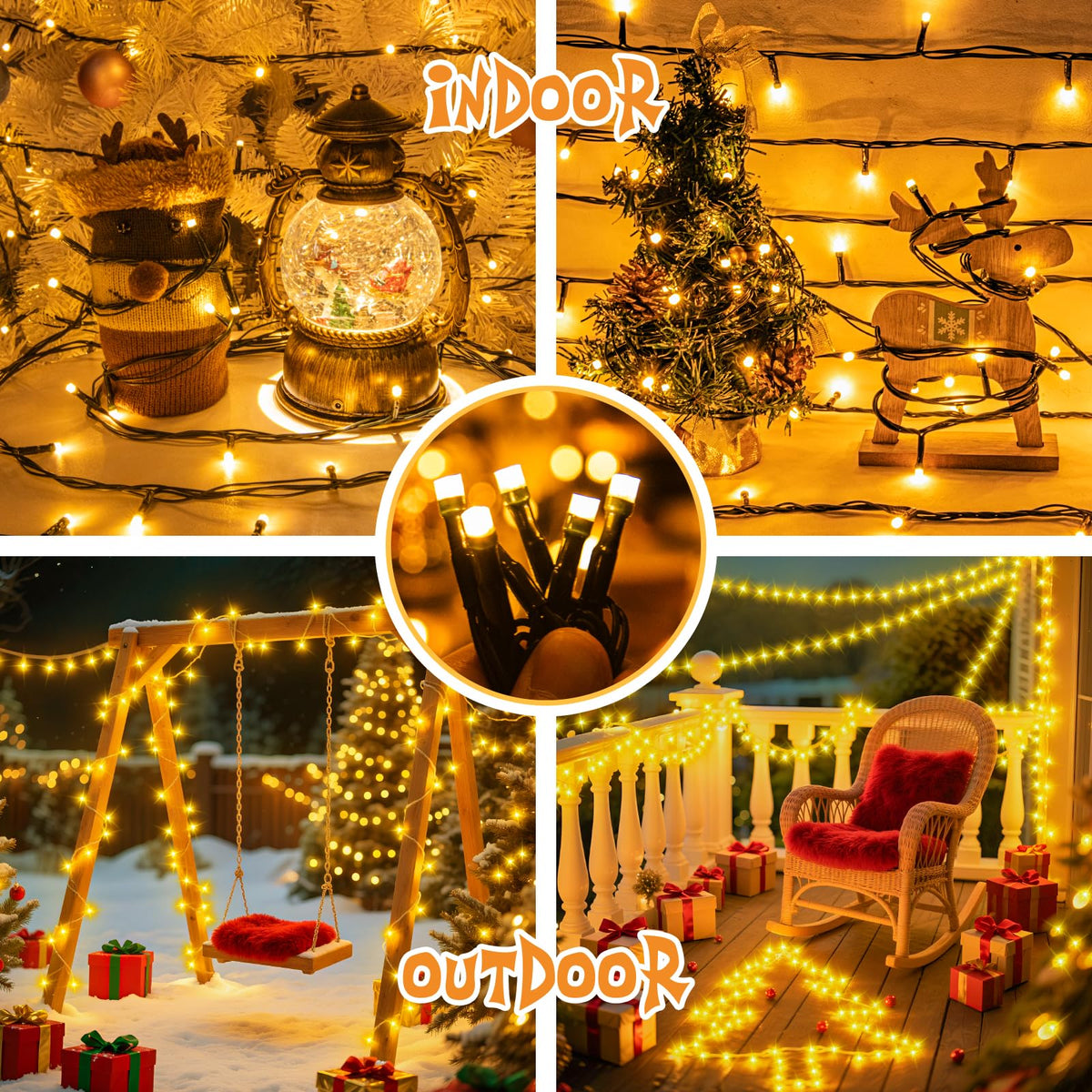 cshare Halloween Decorations Fairy Lights, 20Ft 60LED Orange-Purple USB/Battery String Lights with Timer Waterproof for Outdoor Indoor Autumn Fall Halloween Decorations-Green Wire