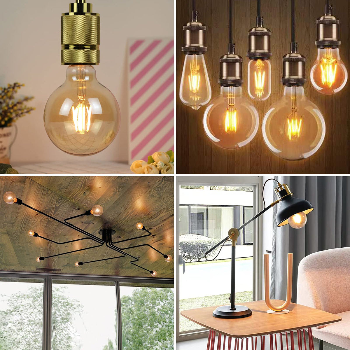 YOUDIAN E27 LED Edison Screw Bulb,Vintage Light Bulb ST64 4W(Pack of 2)