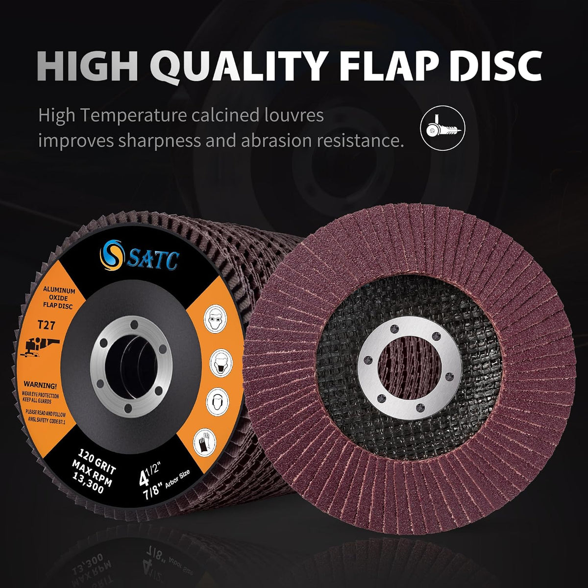 SATC Flap Discs 115mm 10 Pack Grinding Discs 120 Grit for Angle Grinder to Sanding Grinding Metal Wood