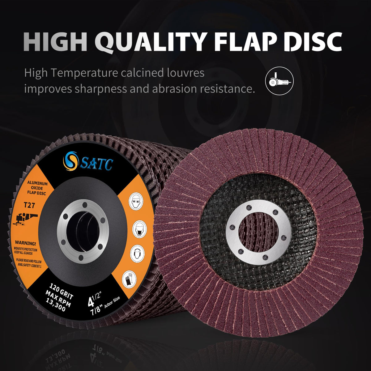 SATC Flap Discs 115mm 10 Pack Grinding Discs 120 Grit for Angle Grinder to Sanding Grinding Metal Wood