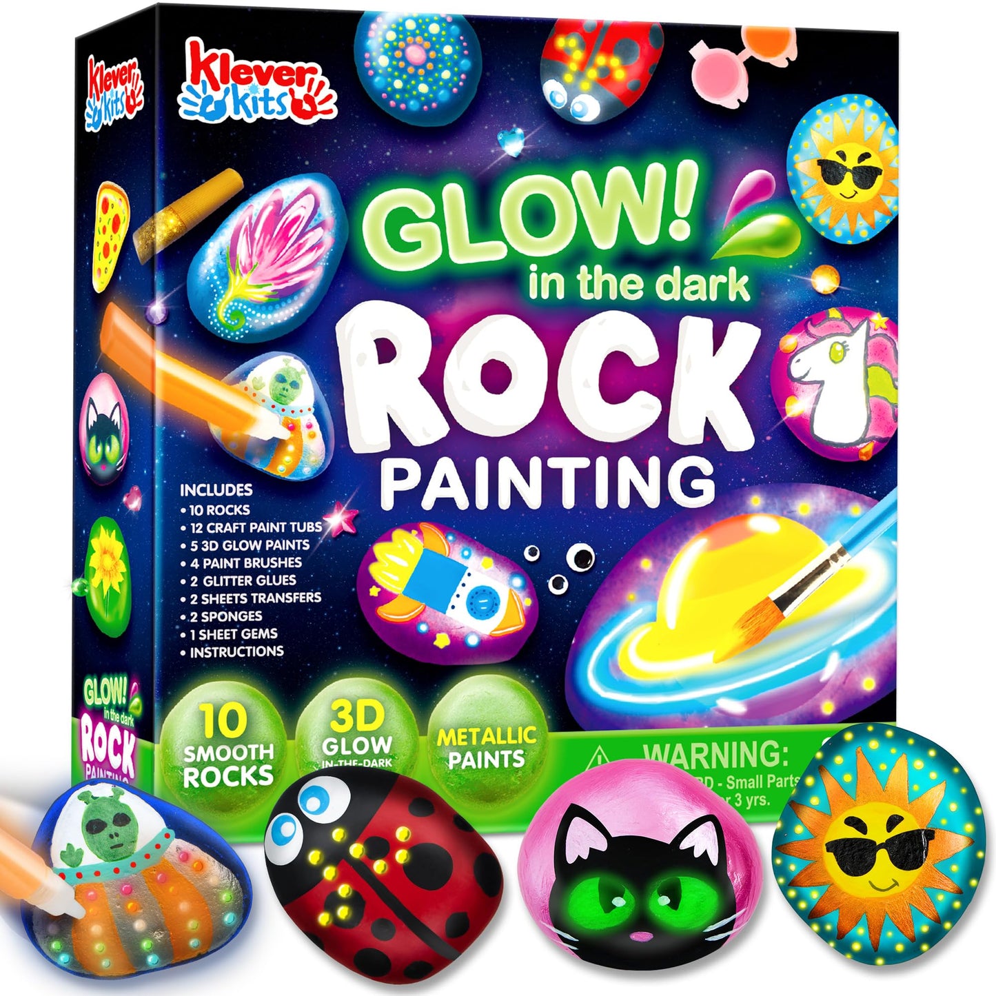 JOYIN Klever Kits Rock Painting Kit, Creativity Arts & Crafts, DIY Supplies,Spring Crafts for Kids,Decorate Your Own Painting Craft,Family Outdoor Indoor Activity Birthday Presents