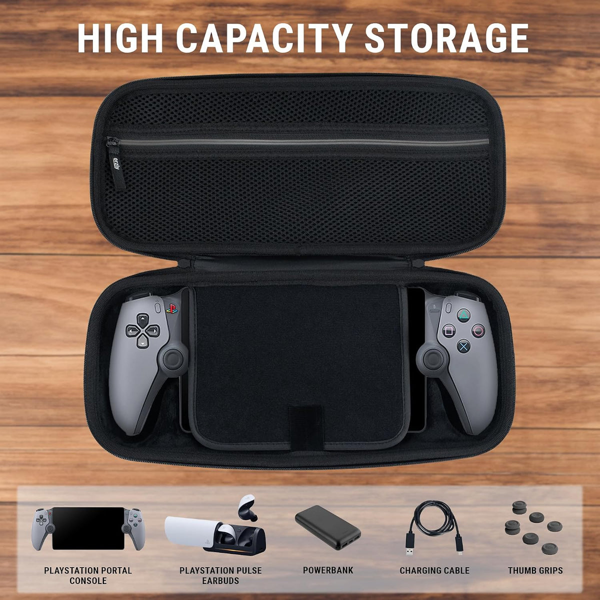 Carry Case designed for Playstation Portal remote player for PS5 Console holds accessories and offers Travel and Storage Protection for headset charger headset & more - Black/White - Gift box edition
