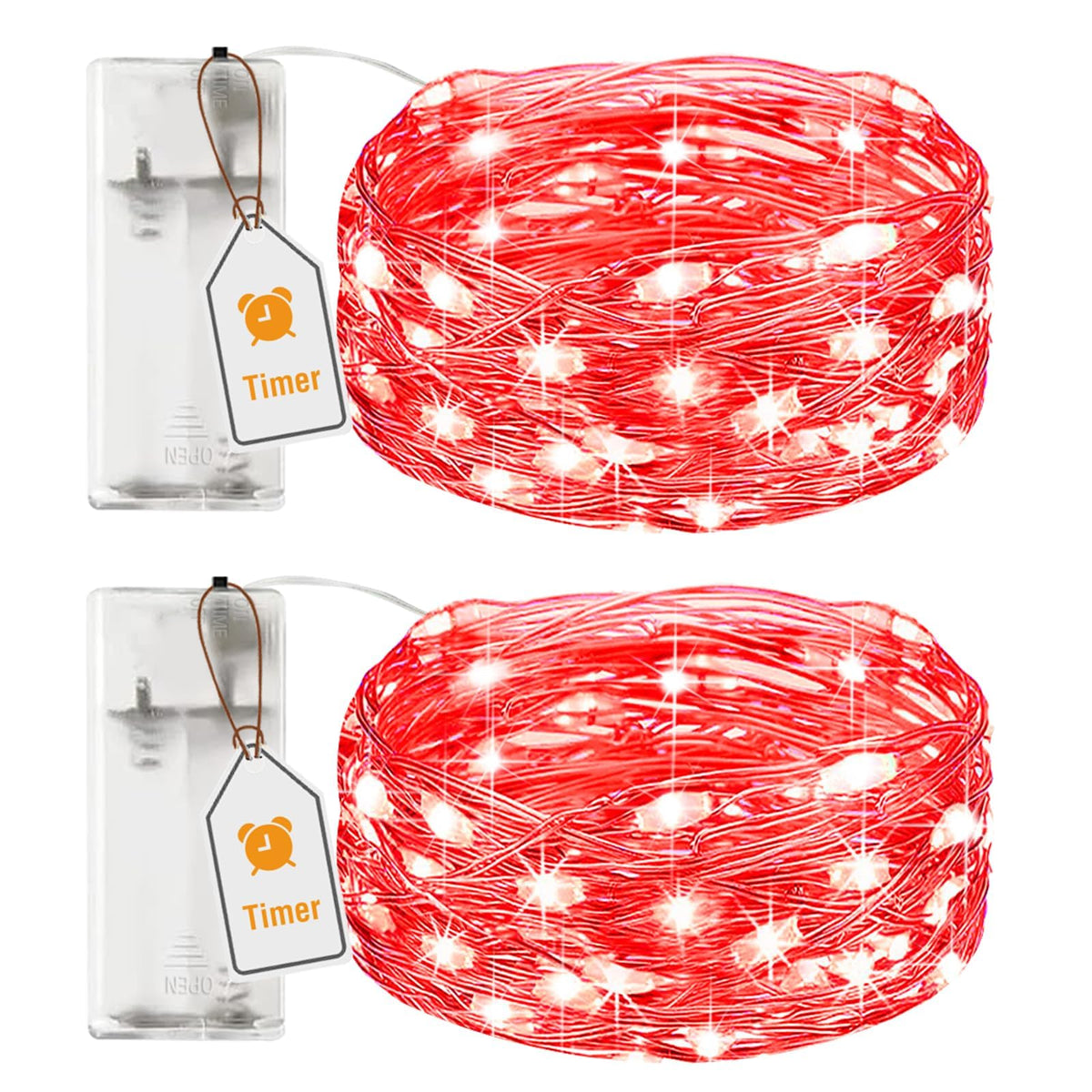 btfarm 2 Pack Halloween Orange Fairy Lights Battery Operated with Timer
