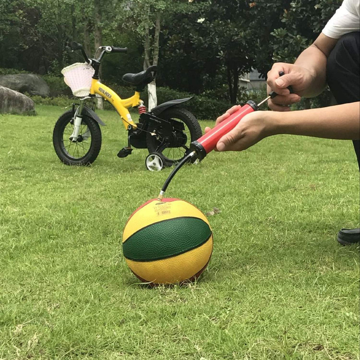 DDUO Portable Ball Pump,Air Pump Inflator Kit with Needle,Nozzle, Extension Hose Hand Pumps for Basketball Football Volleyball Water Polo Rugby Exercise Sports Ball Balloon swimming ring
