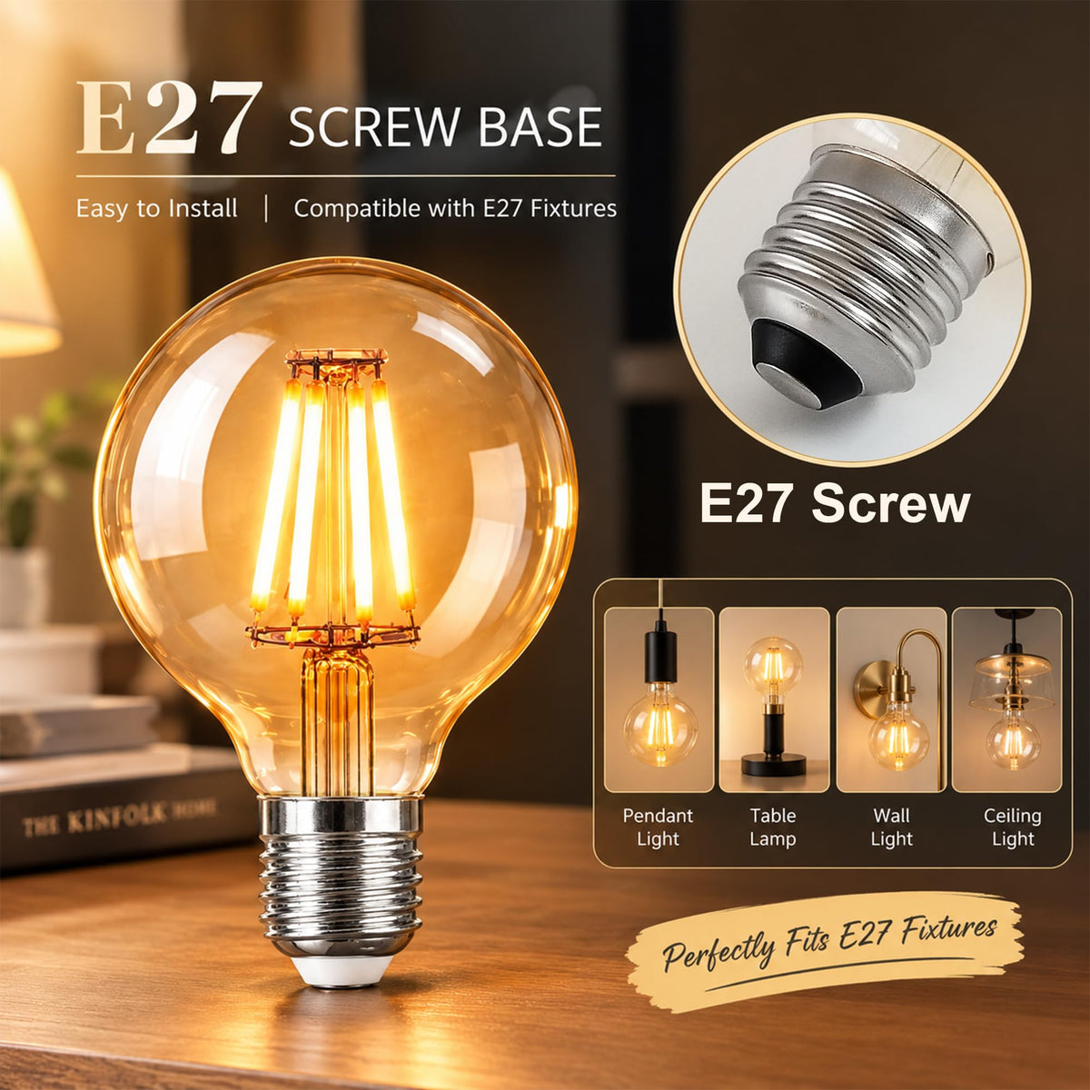 YOUDIAN E27 LED Edison Screw Bulb,Vintage Light Bulb ST64 4W(Pack of 2)