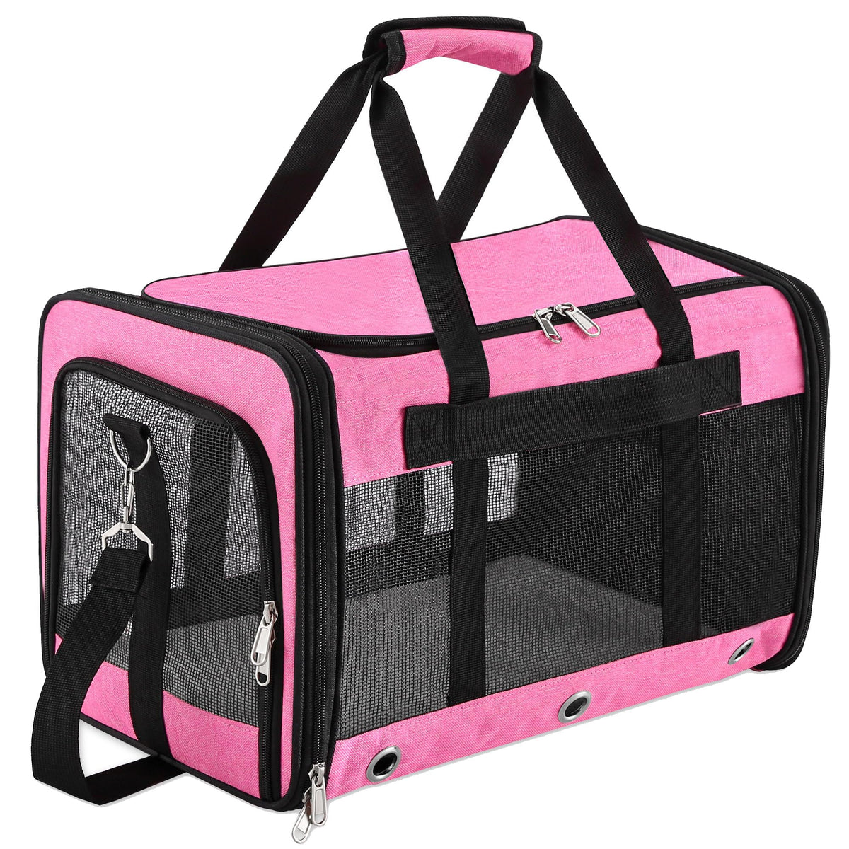 Dycietx Soft Sided Foldable Cat/Dog/Pet/Puppy Carrier Bag, Portable Pets Travel Carriers For Cats/Dogs With Shoulder Strap & Removable Mat, Durable Cat Basket of 17 lbs Airline Approved(Black, M)