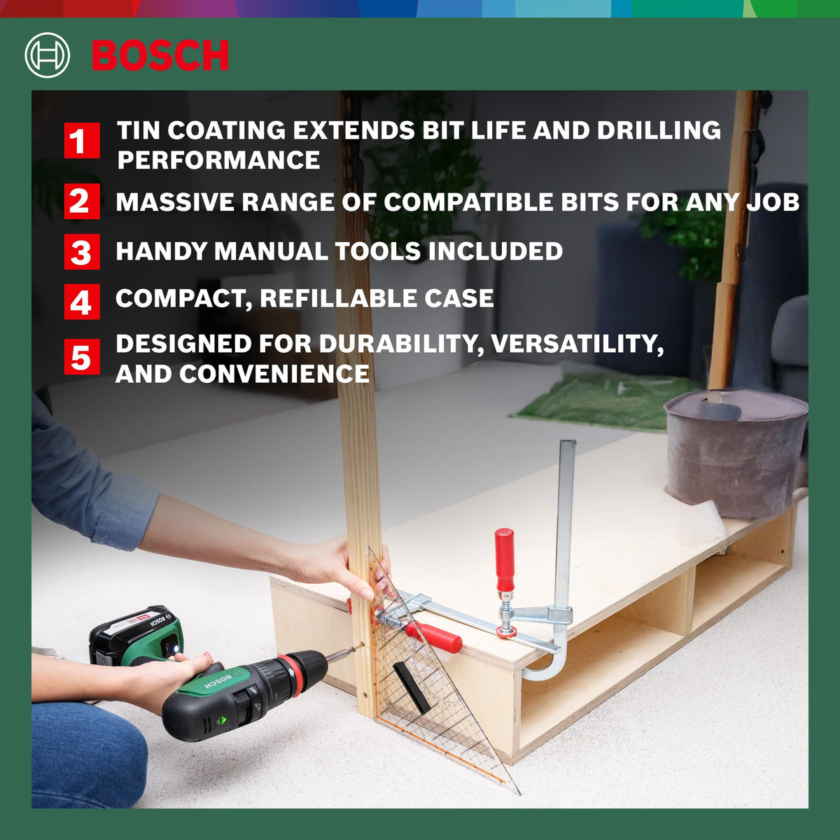Bosch 34pc. X-Line Drill and Screwdriver Bit Set (for Wood, Masonary and Metal, Accessories Drill and Screwdriver)