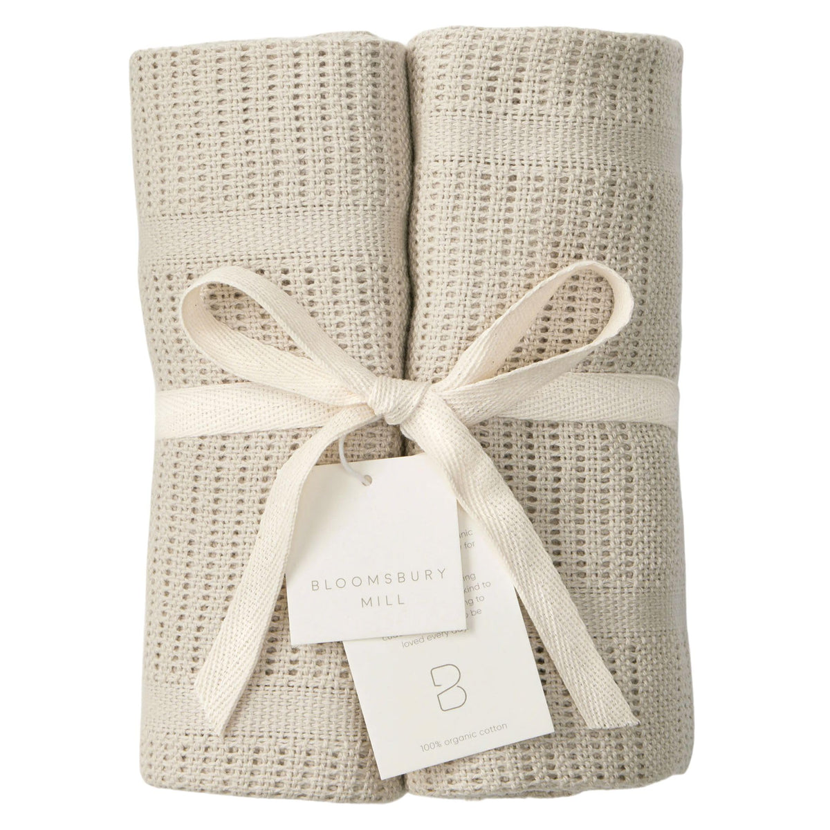 Bloomsbury Mill - Cellular Blankets Baby - 100% Organic Cotton - 2 Pack - Cloud - White - Newborn Essentials - Soft Breathable Baby Blankets for Pram, Cot, Moses Basket - 75x95cm