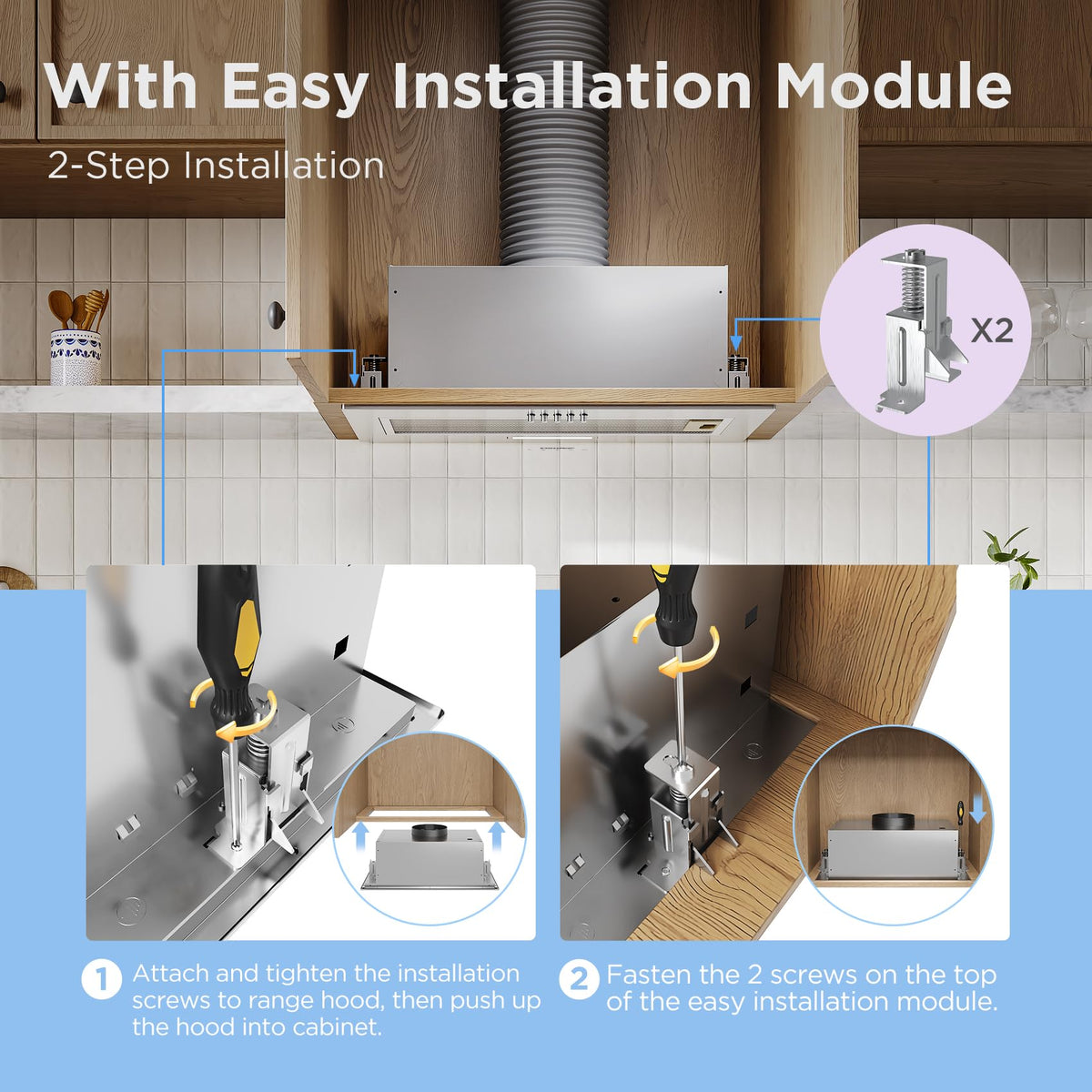 COMFEE' Visor Cooker Hood, Under Cabinet, 60cm Extractor Fan Kitchen