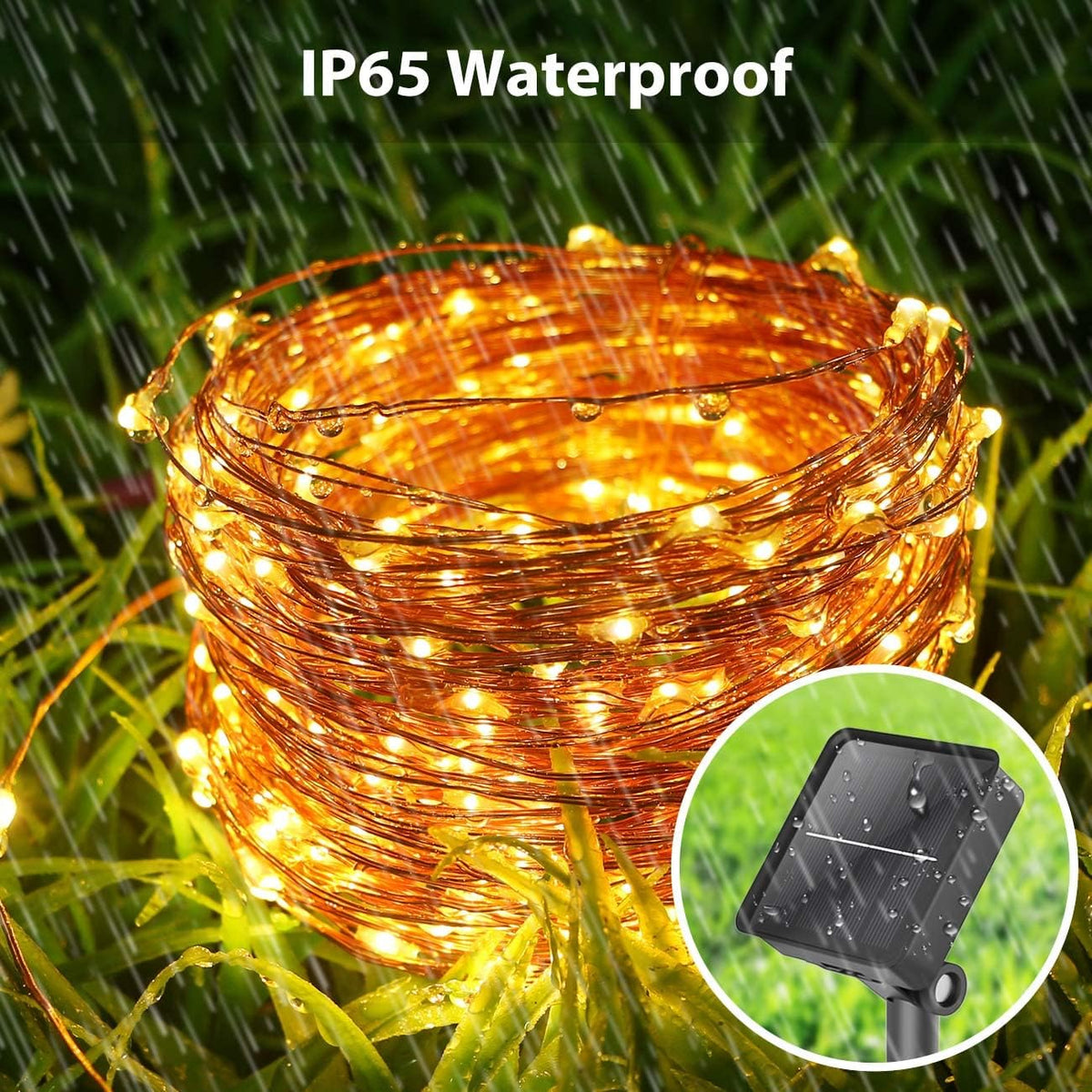 litogo 120 LED Solar String Lights Outdoor, 12M/40Ft 8 Modes Solars Garden Lights Waterproof Copper Wire Decorative Solar Fairy Lights for Patio, Gate, Yard, Trees, BBQ, Wedding, Party