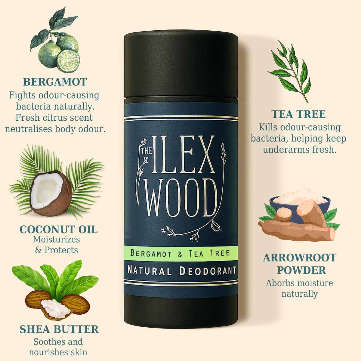 The Ilex Wood Natural Deodorant Stick - Ylang Ylang & Cedarwood - 70ml
