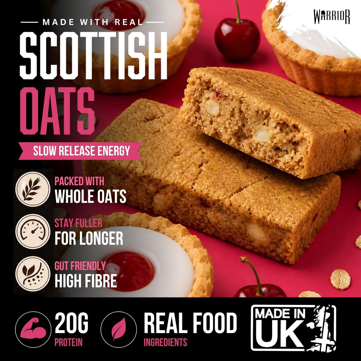 Warrior RAW Protein Bars 12 x 75g High Protein Oat Flapjack Snack