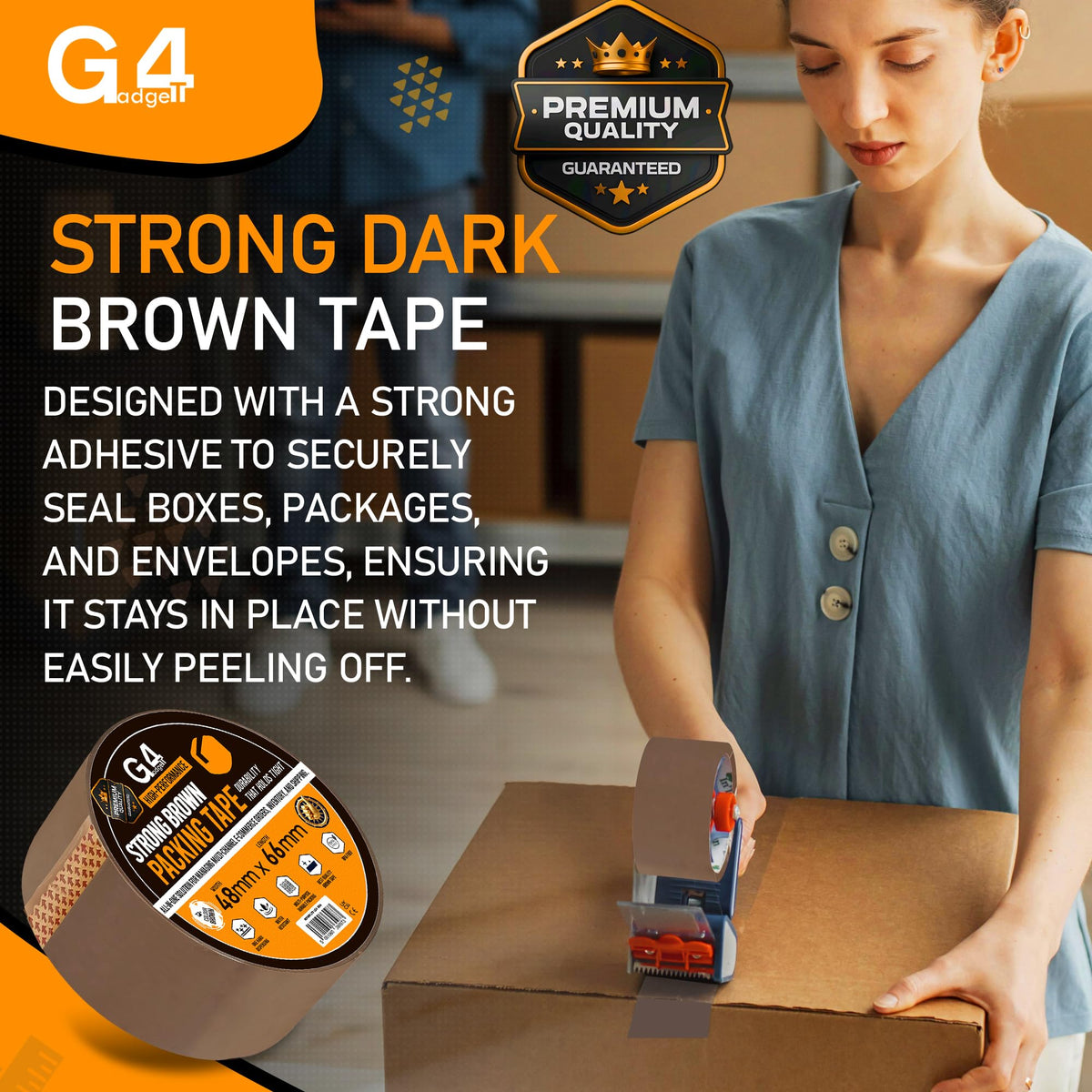G4GADGET Pack of 3 Clear Packing Tape - Heavy Duty Transparent Tape 48mm x 66m - Ideal for Moving, Packing Boxes, and Secure Packaging