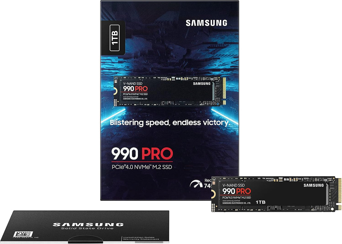 Samsung 990 PRO 1TB PCIe 4.0 (up to 7450 MB/s) NVMe M.2 (2280) Internal Solid State Drive (SSD) (MZ-V9P1T0BW)