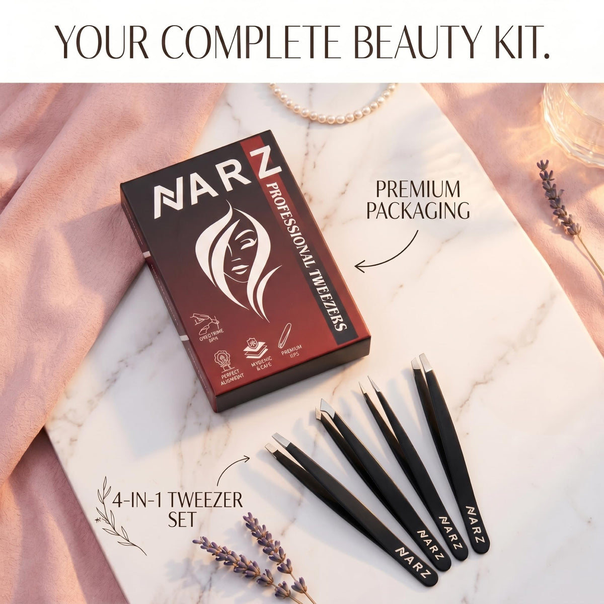 NARZ 1 Piece Professional Tweezer for Facial Hair Women & Men Stainless Steel Precision Tweezers for Ingrown Hair Tweezers for Men & Women (Shiny Black)