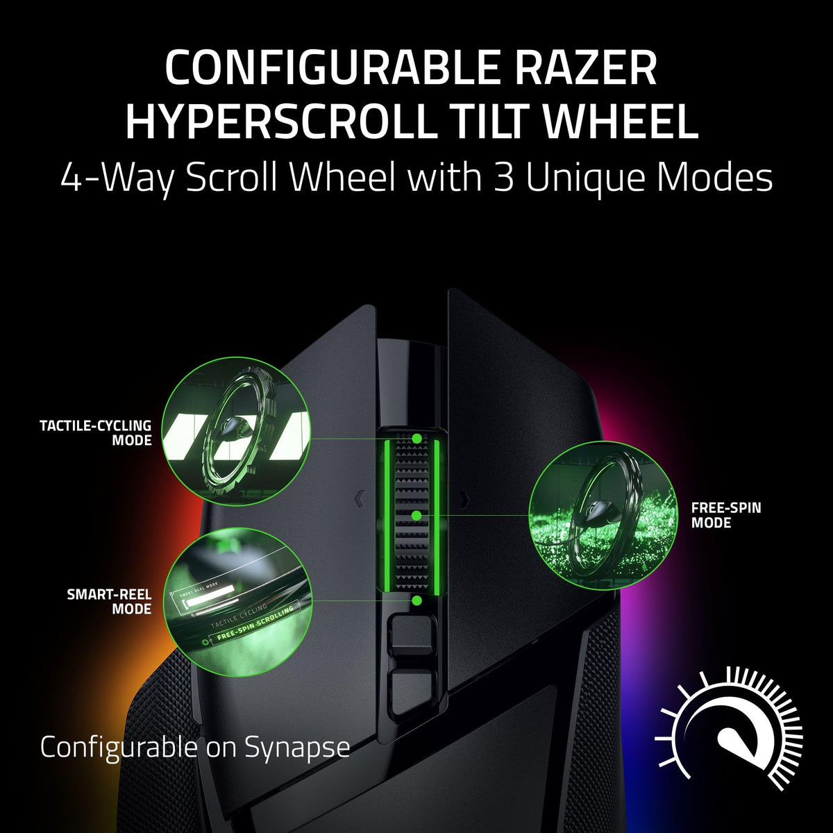 Razer Basilisk V3 - Wired Customisable Gaming Mouse (10+1 Programmable Buttons, HyperScroll Tilt Wheel, 11 Chroma RGB Lighting Zones, Optical Mouse Switches, Focus+ 26K DPI Optical Sensor) Black