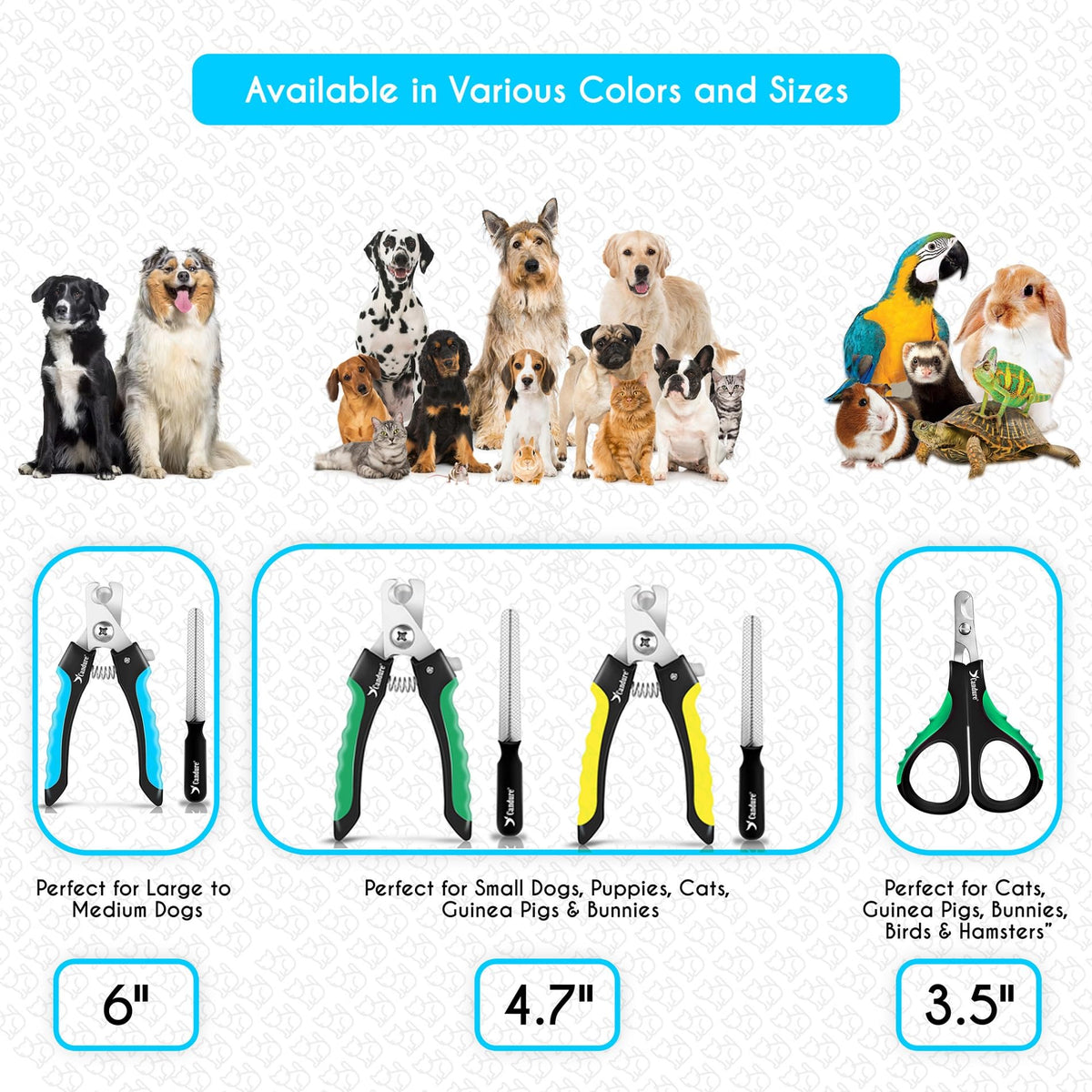 Candure Dog Nail Clippers for Large, Medium and Small Breed Professional Pet Nail Clipper Suitable for Cats, Rabbits and Guinea Pigs with Safety Lock (All Size Pets, Dark Blue)