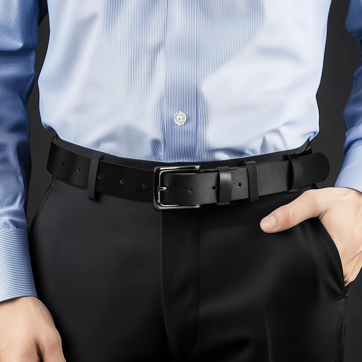 maikun Black Leather Belts for Men,Mens Belts Leather Black