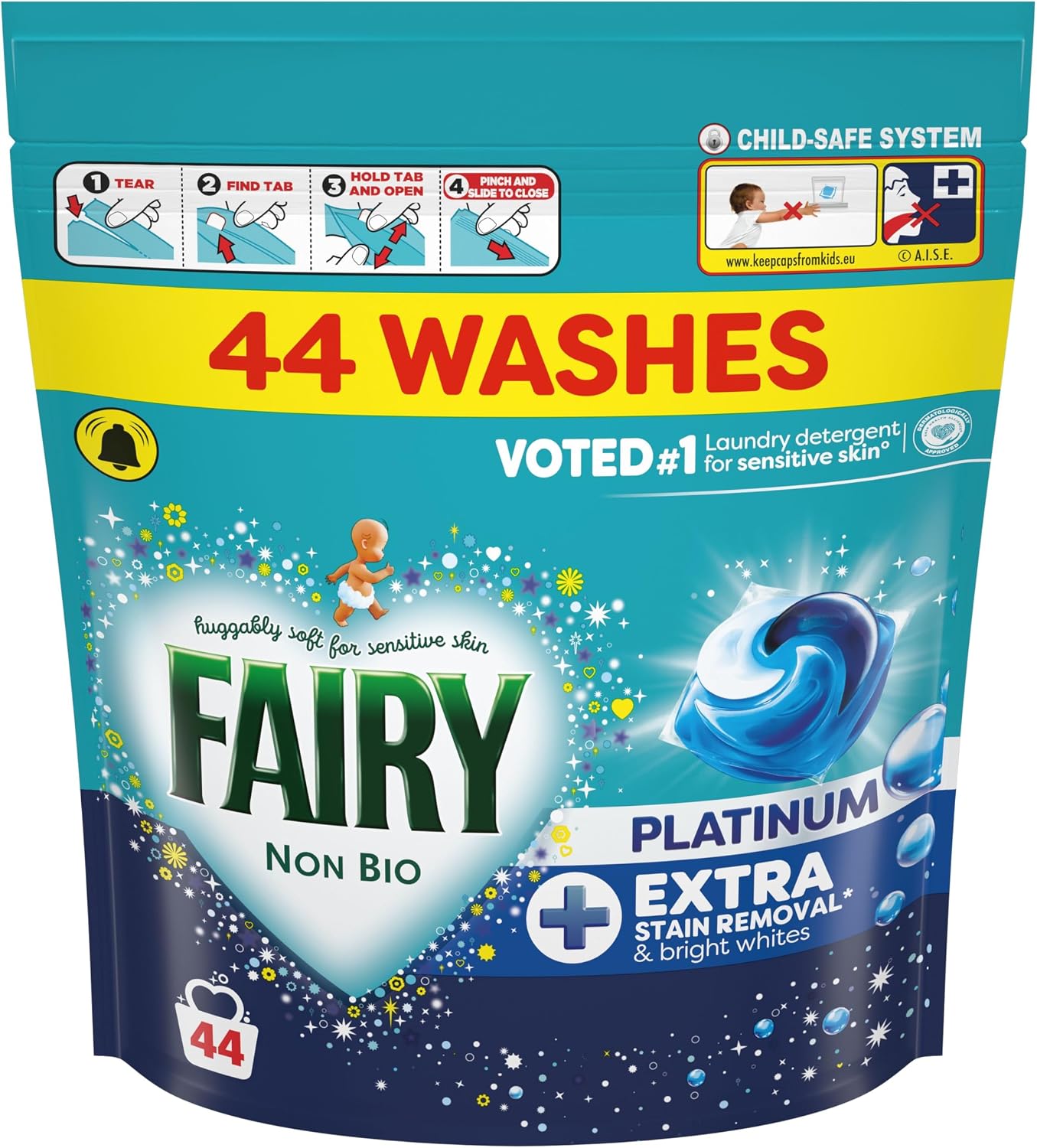 Fairy Non Bio Platinum Washing Pods Extra Stain Removal (44ctx3) 132ct
