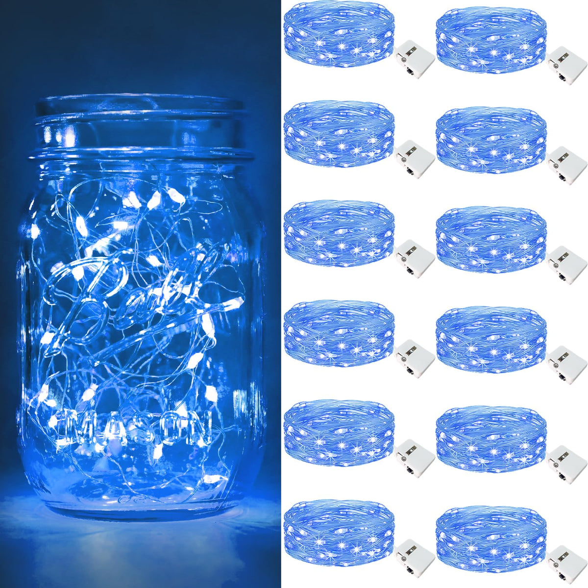 btfarm 12 Pack 3 Modes Fairy Lights Battery Operated, 2M 20LED String Light