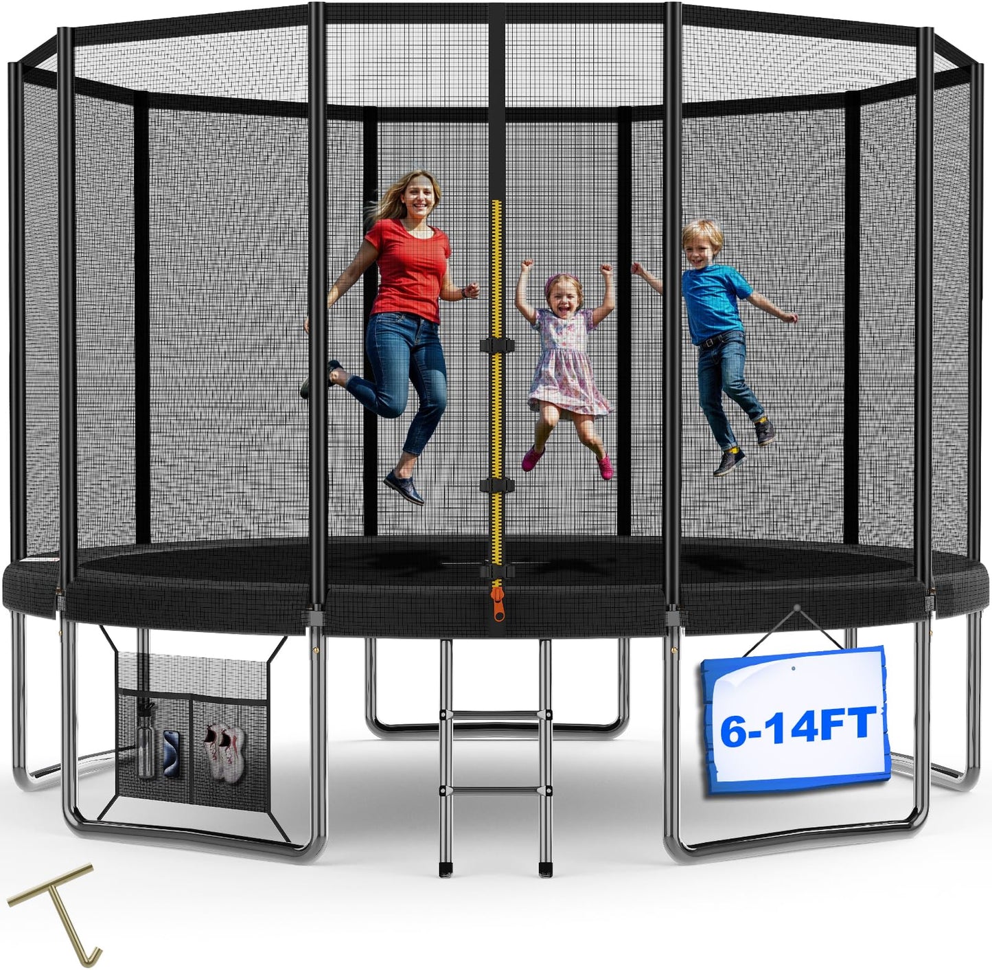 Devoko 7.5ft Rectangular Garden Trampoline with Safety Net — 42 Springs, Padded Edges