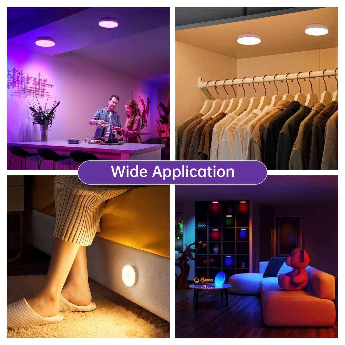 Homelist Motion Sensor Lights Indoor, Rechargeable Night Light, 6 Pack