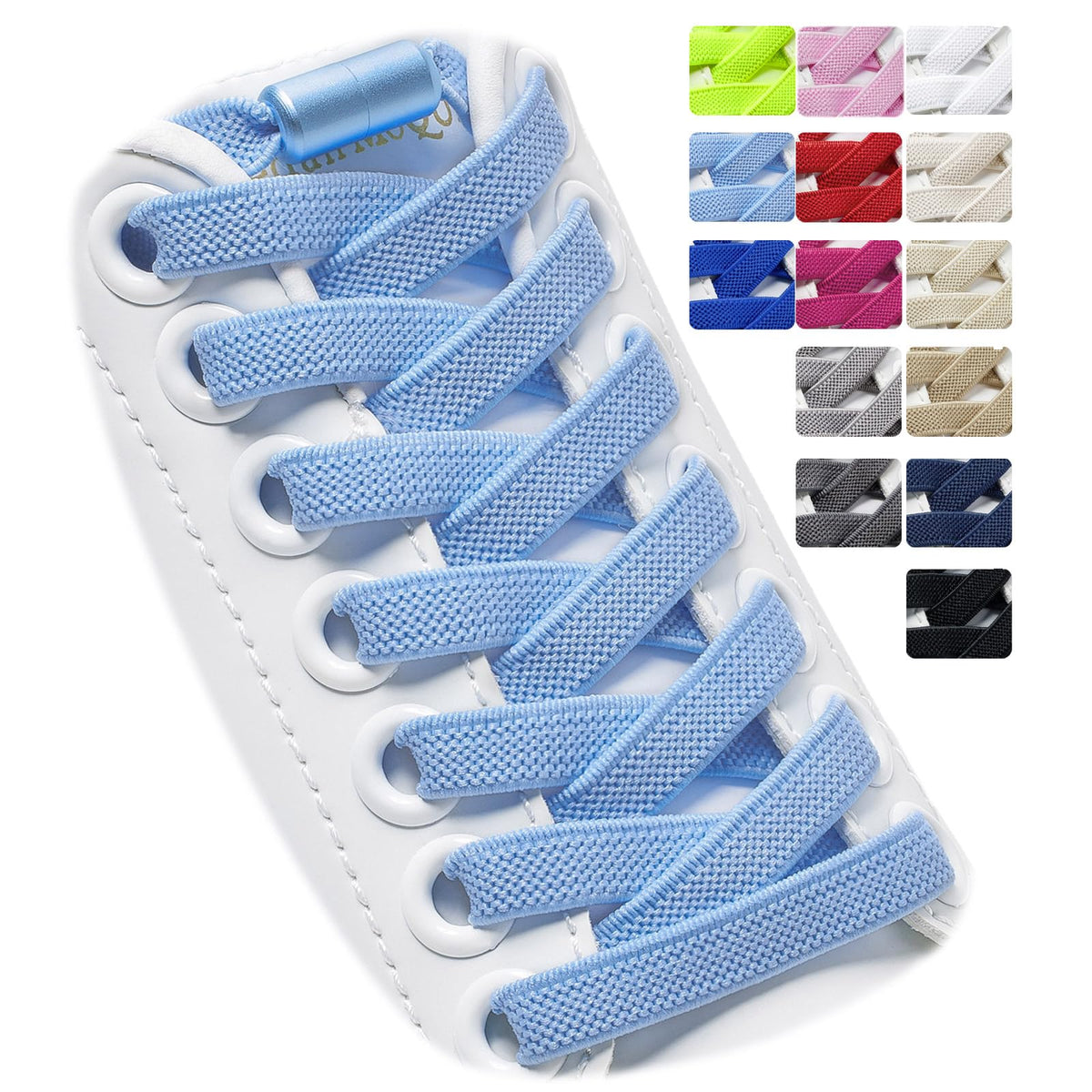 2 Pairs Elastic Shoe Laces for Trainers, 8mm Shoelace