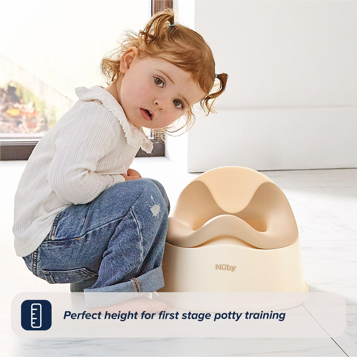 Nuby Beginner's Potty Training Seat with Removable Bowl and Integrated Splash Guard, Fun Transition to The Big Toilet, Non-Slip Base, Gray