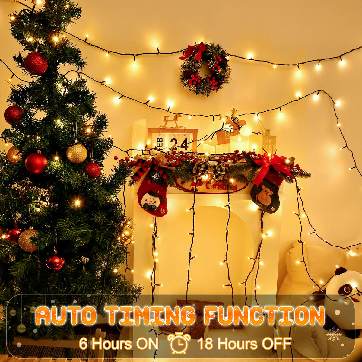 Dalugo Halloween Decoration Lights, 5M 50 LED Orange Purple White Fairy Lights with Timer, IP65 Waterproof Battery Powered Lights for Indoor Outdoor Autumn Halloween Decorations(Green Wire)