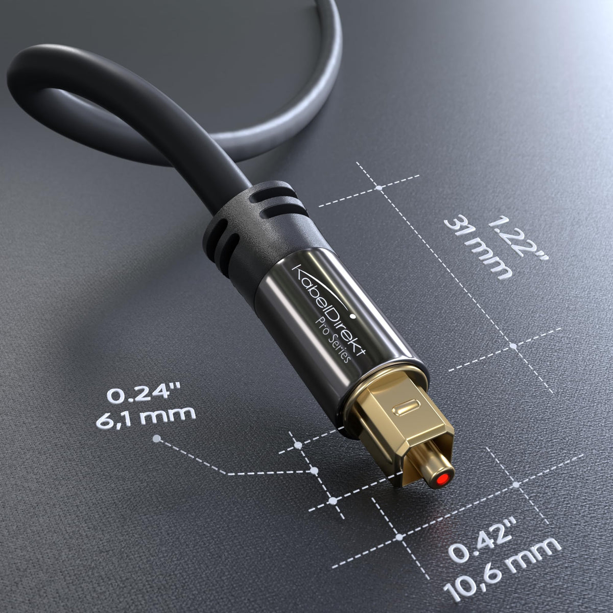 KabelDirekt – Optical Audio TOSLINK Cable – 1m – Soundbar