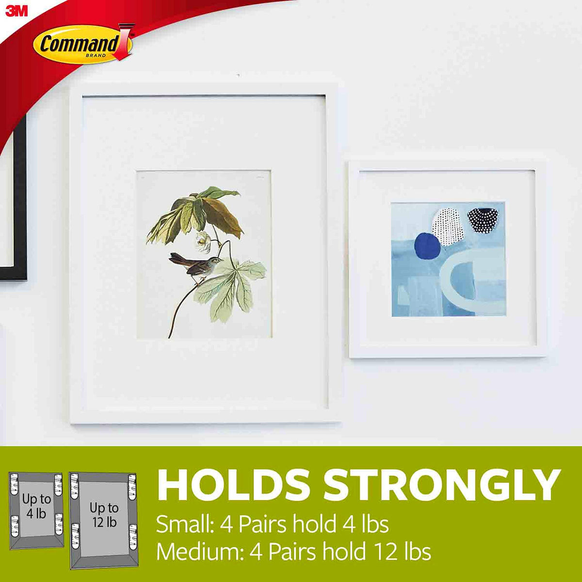 Command Picture Hanging Strips, Value Pack, 4x2 Pairs of Medium, 8x2 Pairs of Large - Damage Free Hanging