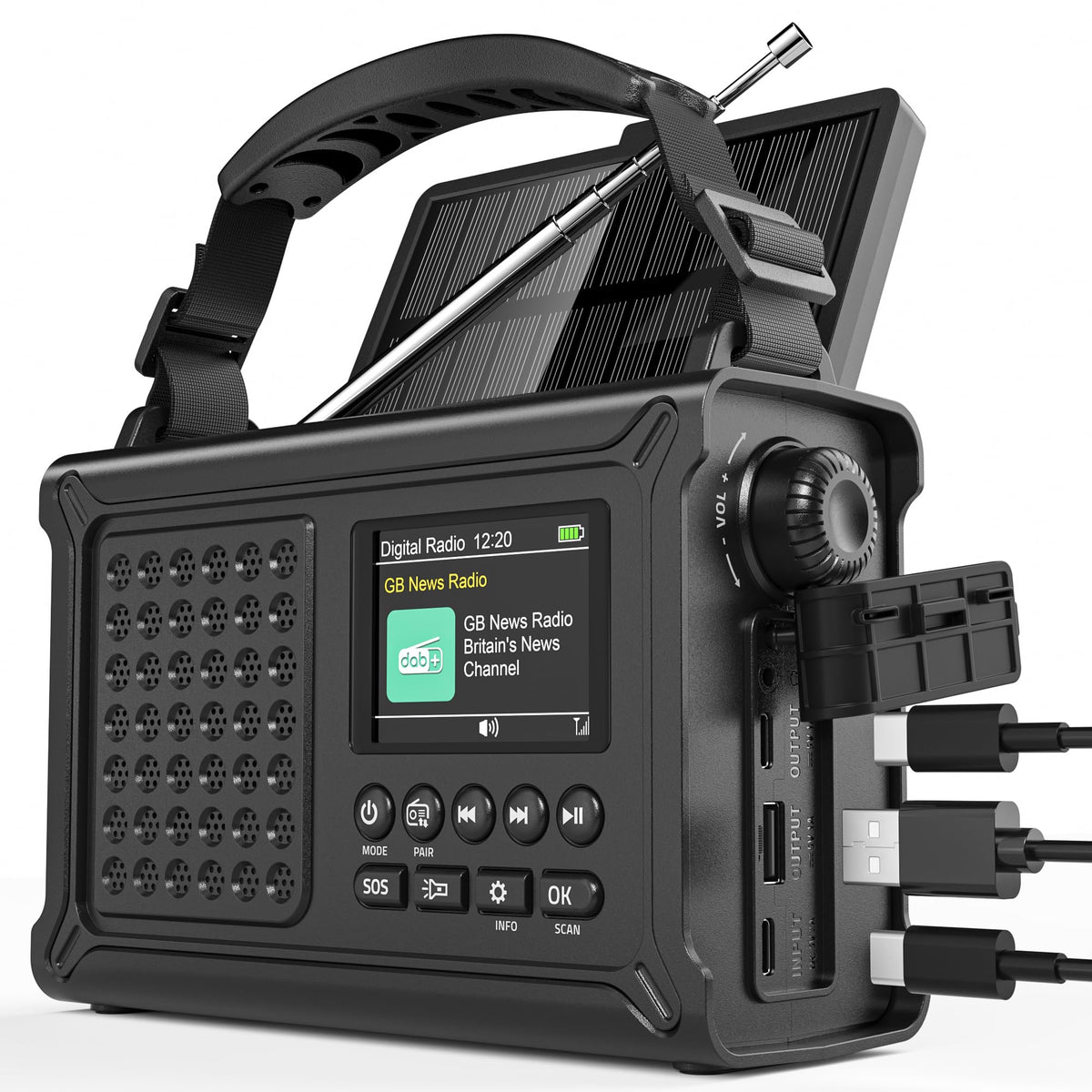 Roxicosly DAB+/DAB/FM Solar Wind Up Radio with 12000mAh Battery, Bluetooth