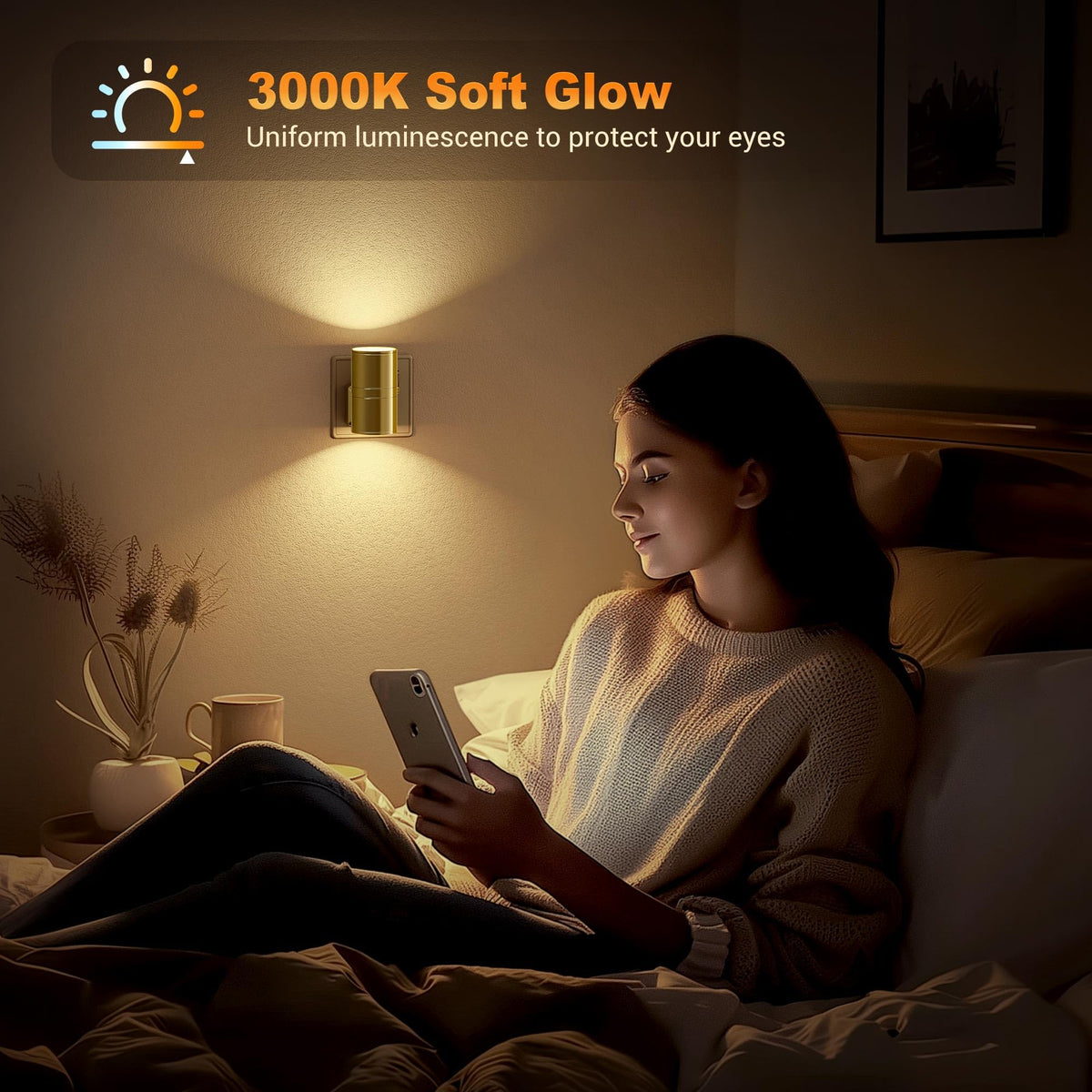 JandCase Night Light, Night Light Plug in Wall with Dusk to Dawn Sensor