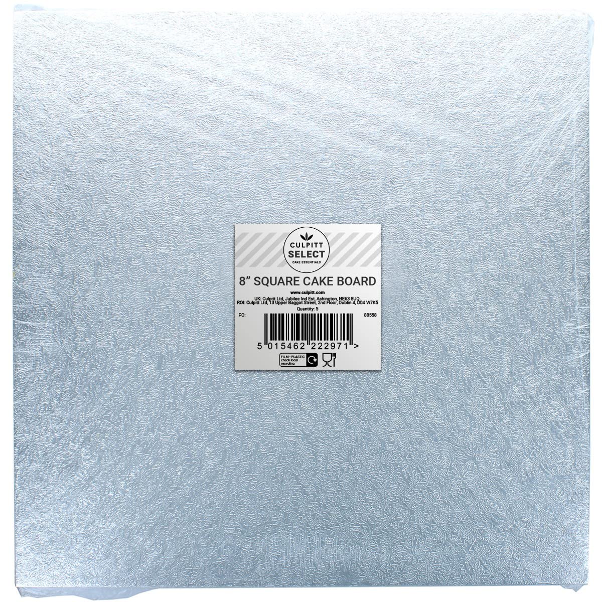 Culpitt Select 10" Cake Boards, Square, 12mm Thick Lightweight Presentation Plate For Celebration Desserts, Birthday Treats, Cupcakes, and More! Strong, 10 Inch, Pack Of 5