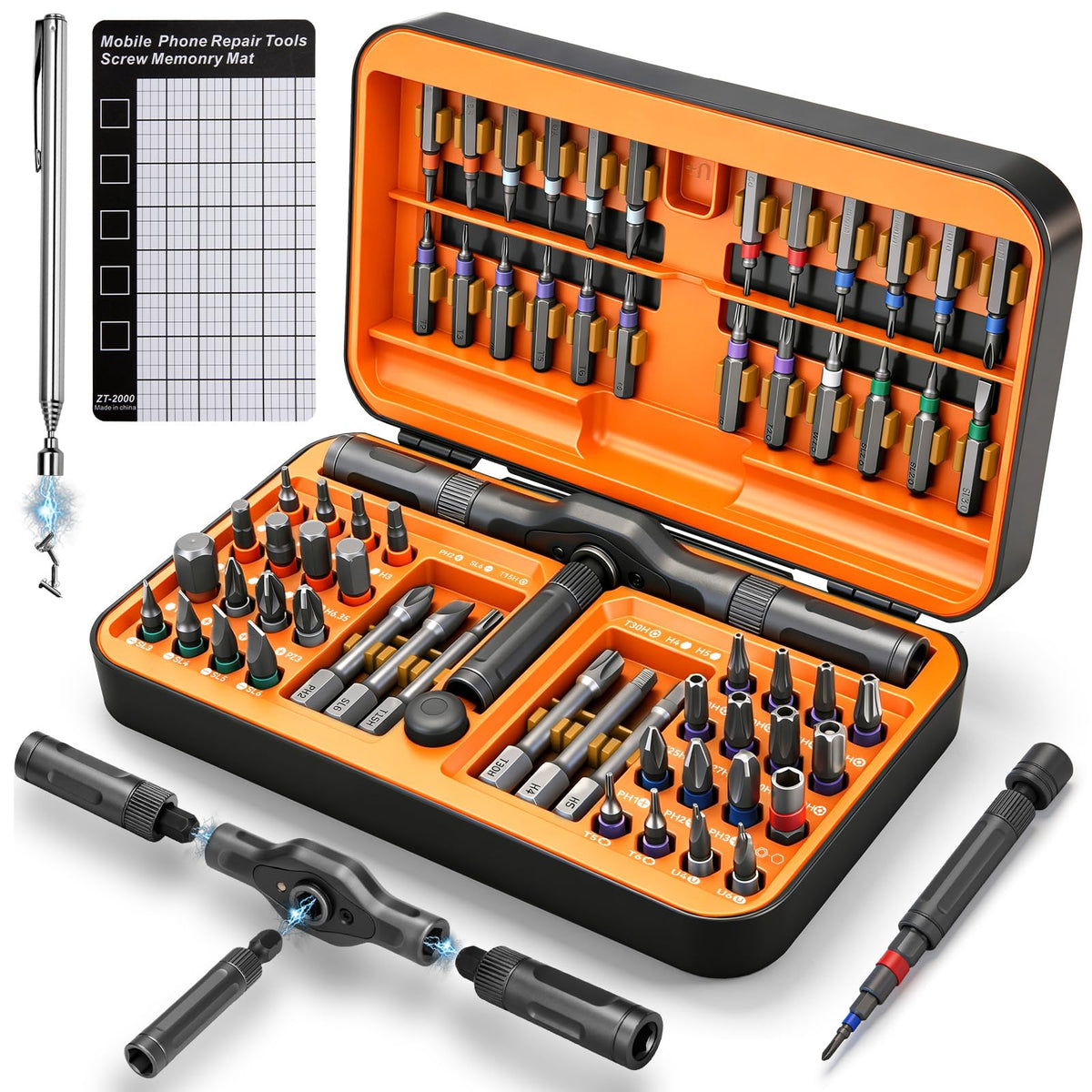 KELIN 68 in 1 Magnetic Ratchet Screwdriver Set, Multi Bit Ratcheting Torx Screwdriver Sets, Nut Drivers, Gifts for Men Who Have Everything, Stocking Fillers for Men Gifts for Him Dad