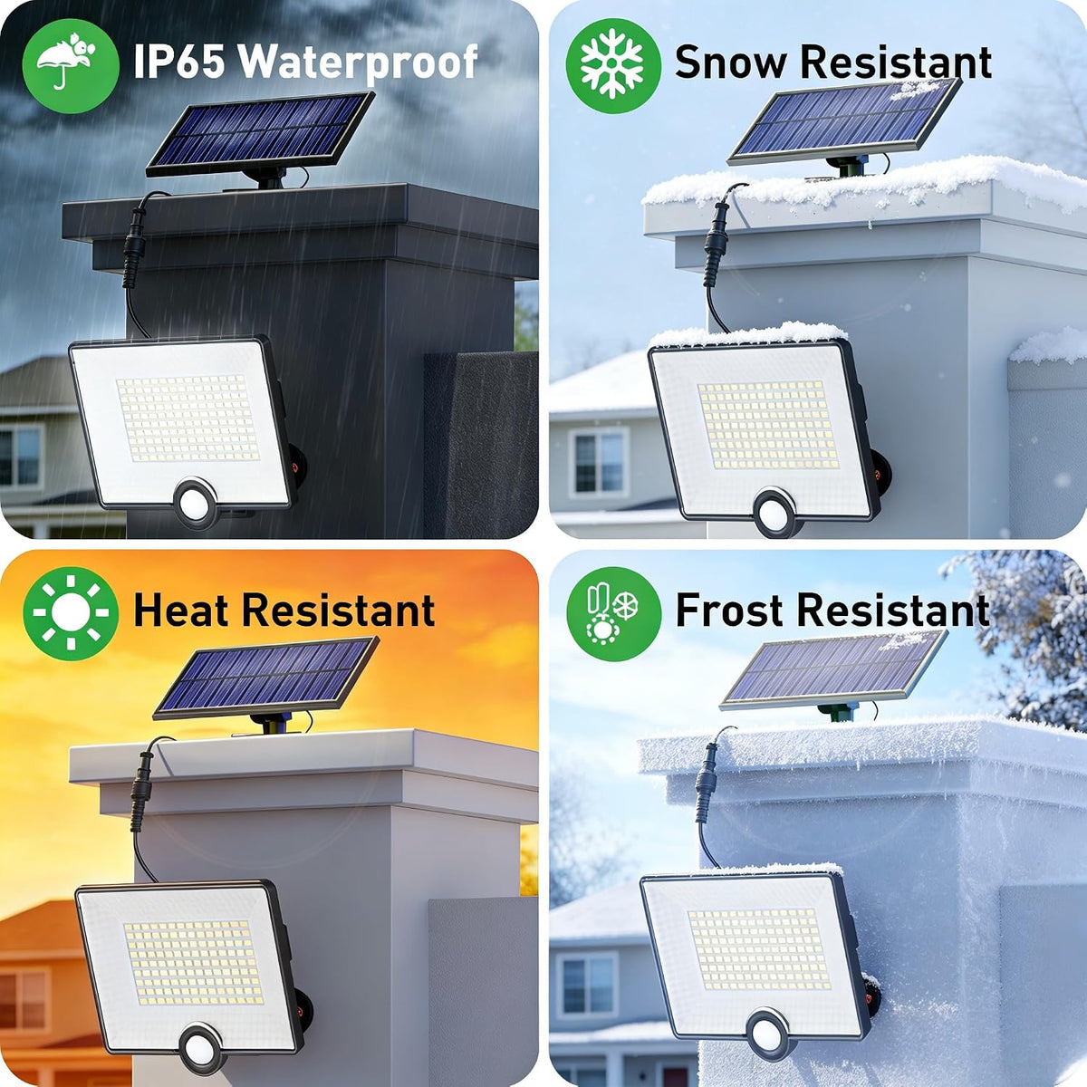 [2000LM Ultra-bright]Solar Lights Outdoor with Split Panel, 204LED Solar Security Lights with PIR Motion Sensor, 270°Wide Angle 3 Modes Solar Powered Garden Lights IP65 Wall Lights for Garden (4 Pack)