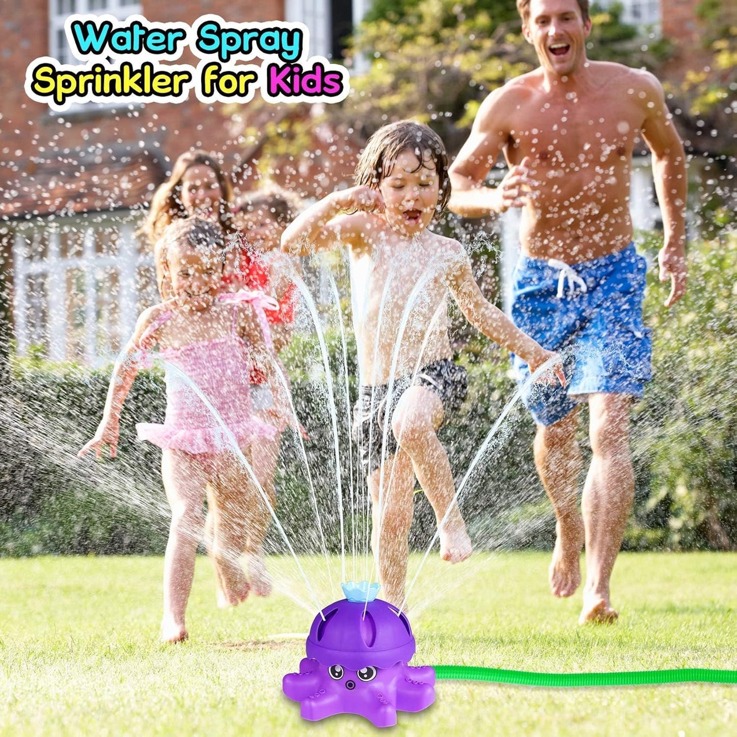 Outdoor Toys for Boy Girls, Water Spray Sprinkler for Kids Toddlers, Garden Spinning Sprinkler Toys, 2 Hose Adapters for Water Fun, 360° Water Spray, Summer Toys for 3 4 5 6+ Year Old, Fits All Hoses