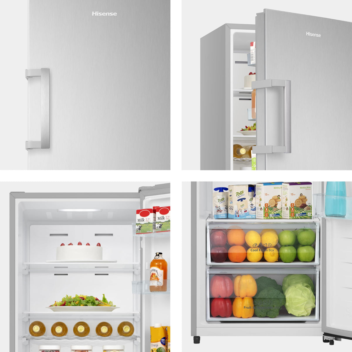 Hisense FV298N4ACE Tall Freestanding Freezer 240 Litre Capacity Total No Frost with LED Display 59D x 59.5W x 172H cm - Stainless Steel, Silver