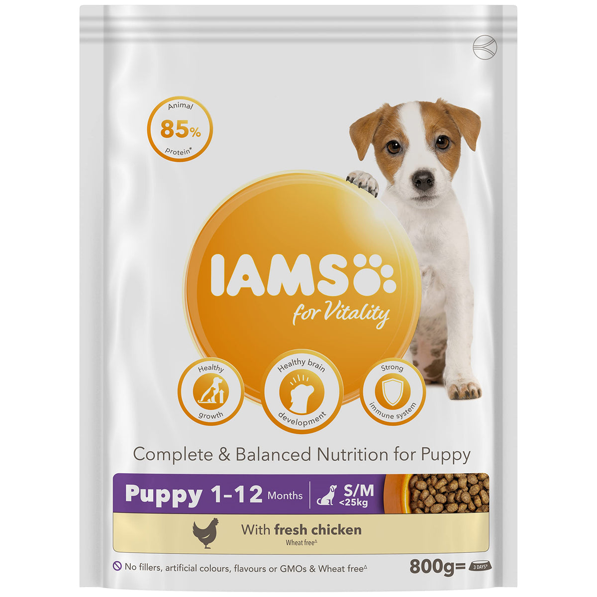 IAMS Puppy Small Medium Complete Dry Dog Food Chicken 3kg - For Healthy Growth