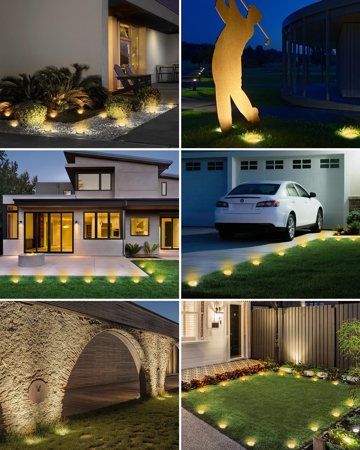 btfarm Solar Lights Outdoor Garden, 6 Pack 8 LED Solar Ground Disk Lights Outdoor IP65 Waterproof for Garden Pathway Lawn Patio Yard Landscape (Blue)