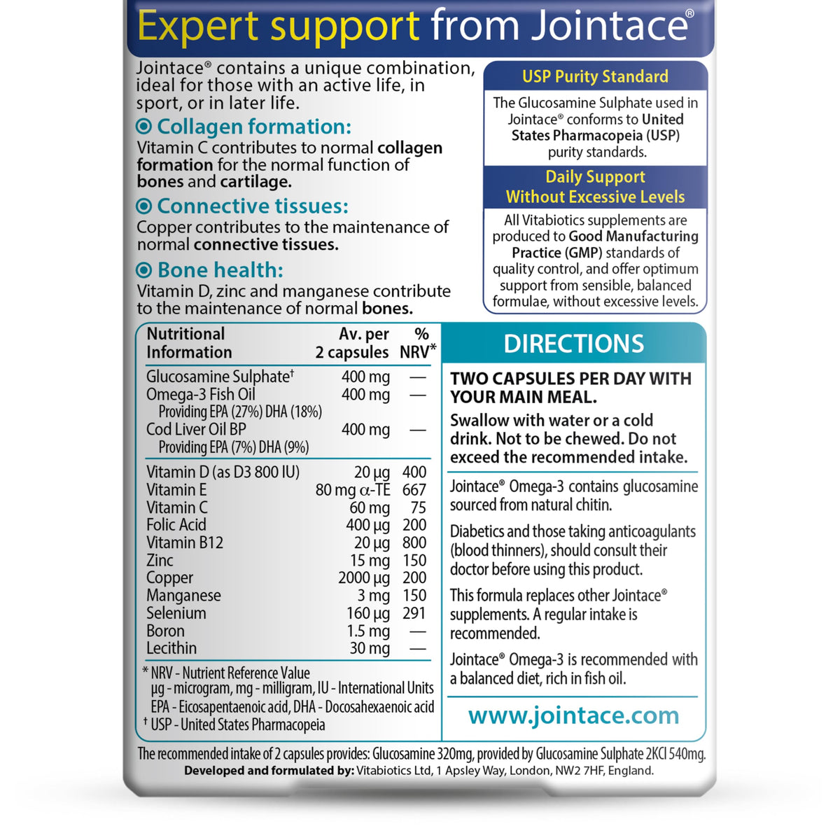 Jointace Collagen - Advanced Joints & Cartilage Support - Includes Collagen, Glucosamine & Chondroitin & Ginger