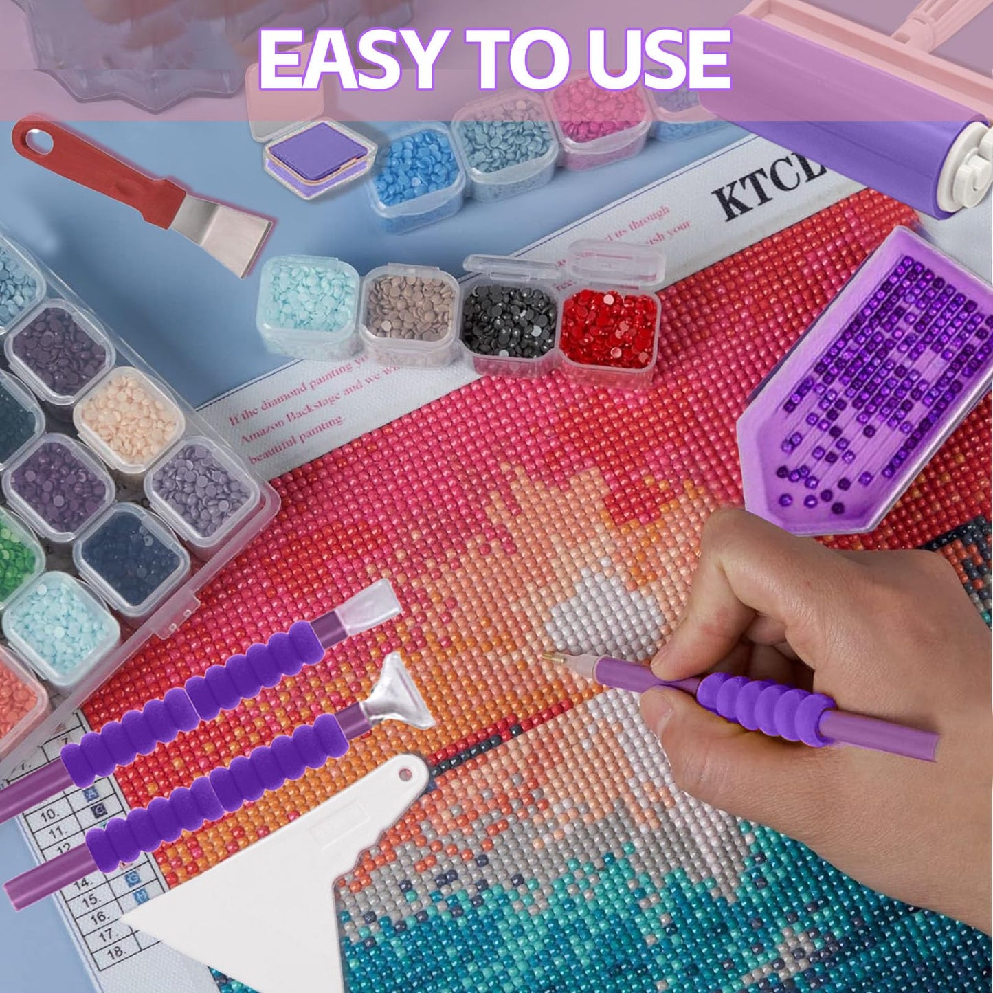 DNSGOOR 189Pcs All Inclusive Diamond Art Accessories Kit Diamond Painting A4 LED Light Pad Set with Diamond Art Sealer Glue Stand Storage Case Pens 5D Painting Tools for DIY Drill Craft