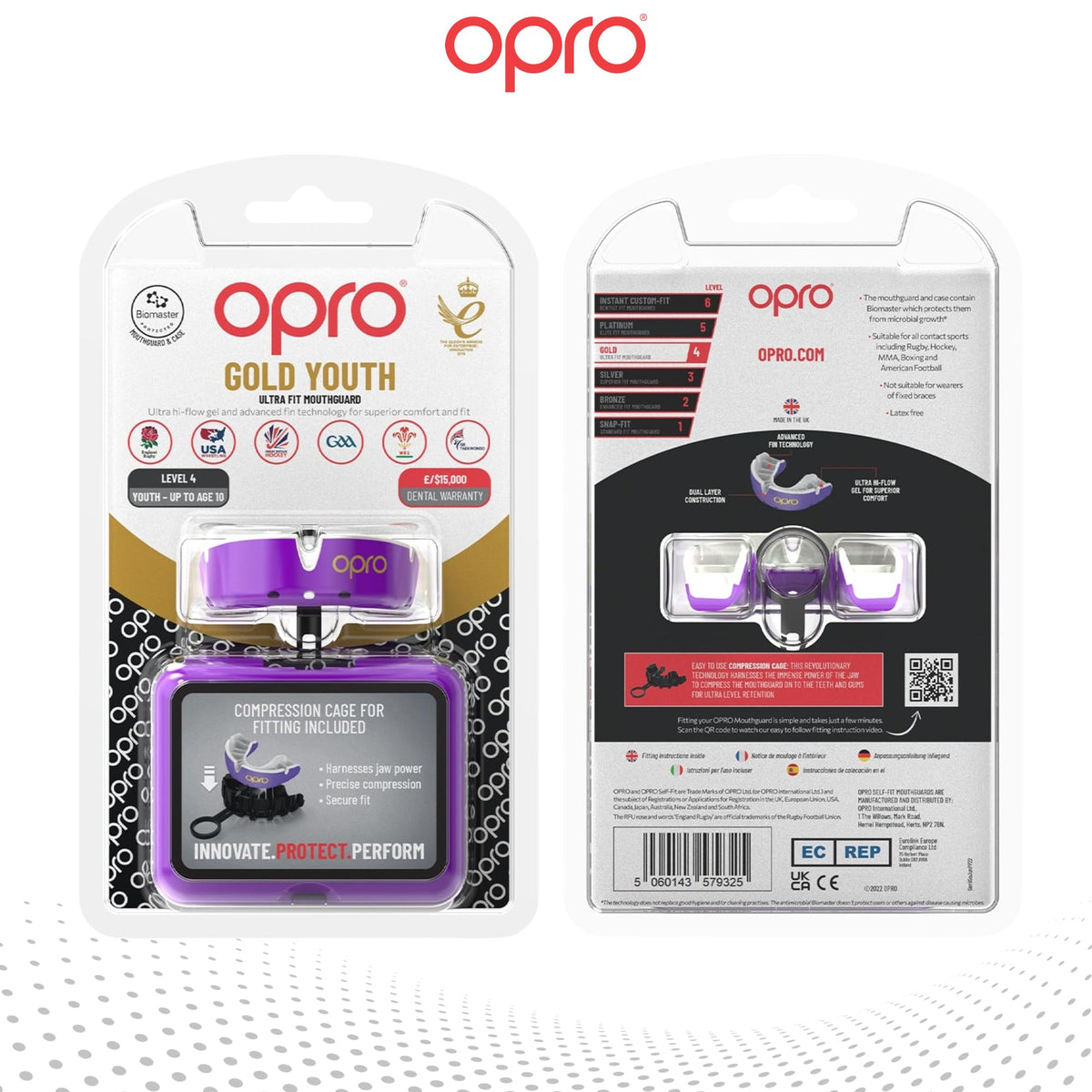 OPRO Gold Level Sports Mouthguard, Premium Fit Adult & Kids