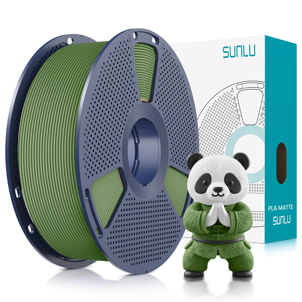 SUNLU Matte PLA 3D Printer Filament 1.75mm, Matte Black 1KG