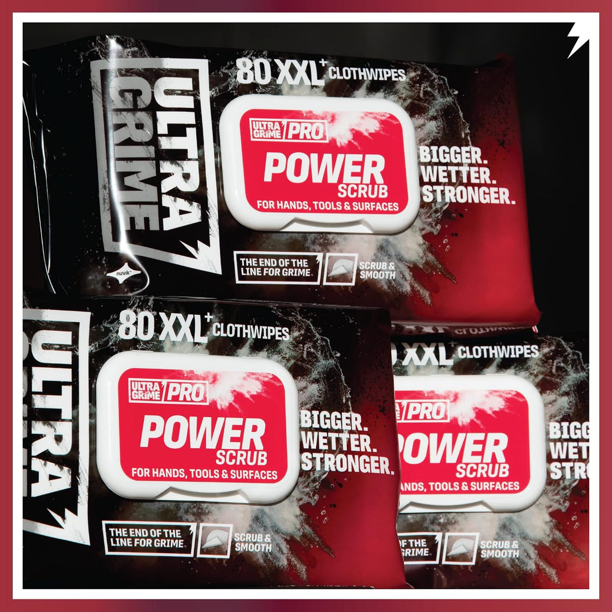 UltraGrime PRO Power Scrub Wet Wipes - Heavy-Duty Cleaning Cloths & Hand Wipes Multi Purpose Kitchen, Toilet, Floor & Surface Scrubbing Wipes Alcohol-Free - Extra Large Professional Wipes (Pack of 80)