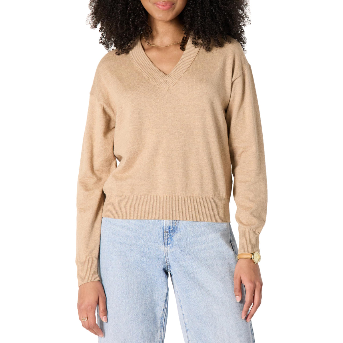 Amazon Essentials Women's Regular-Fit Lightweight Long-Sleeve V-Neck Jumper