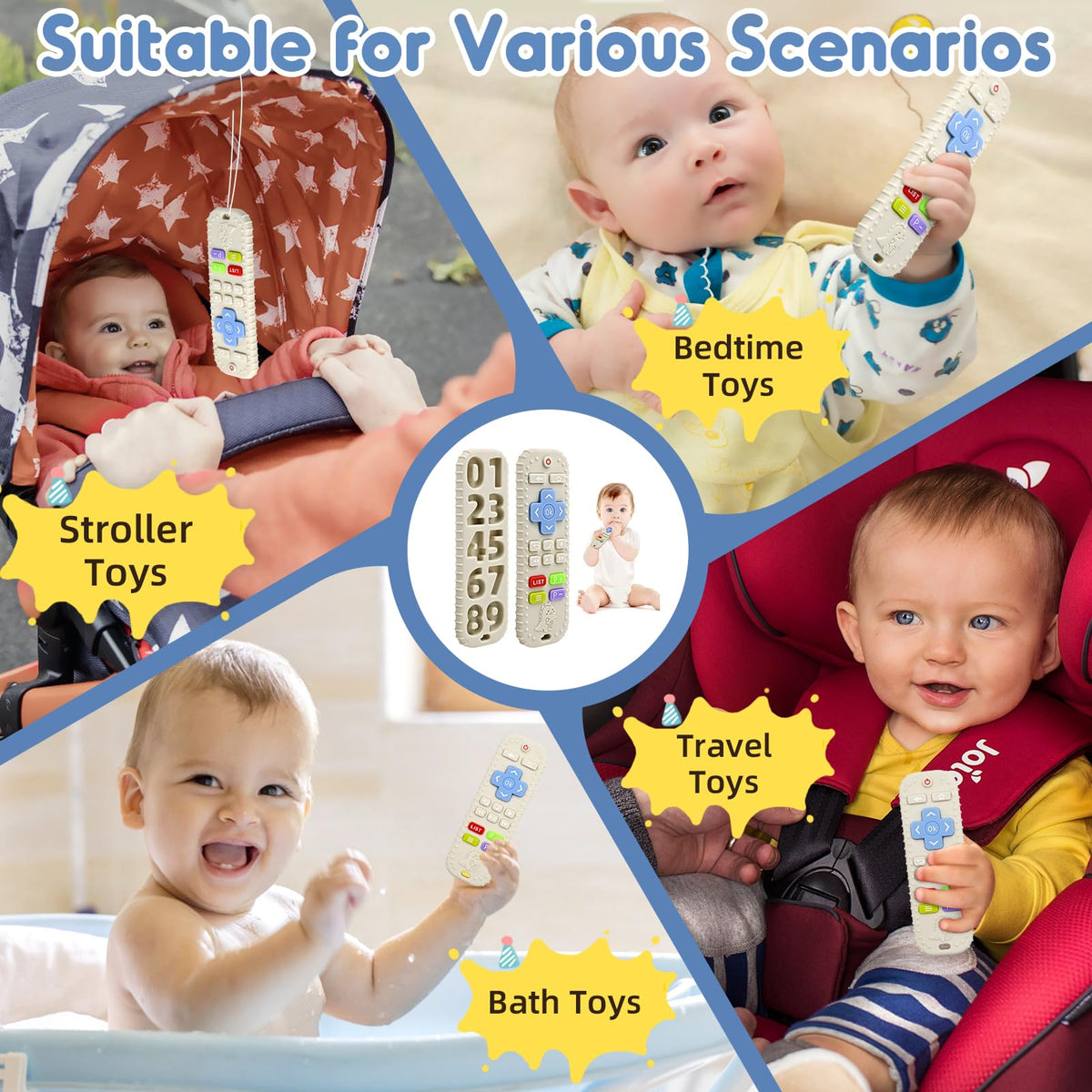 AiTuiTui Baby Teether for Teething Relief Baby Toys 0 3 6 9 12 Months, Sensory Silicone Remote Control Baby Teether Toy for Babies Newborn Infant Boy Girl Autism Toys for Baby Gifts